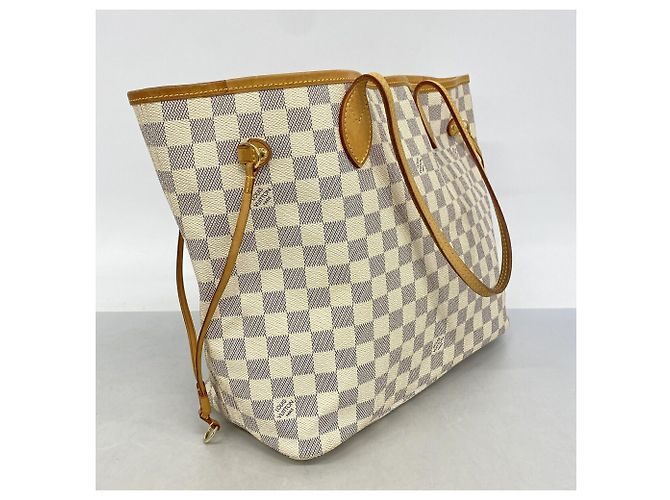 Borsa Tote Louis Vuitton Damier Azur Neverfull MM Bianco - vista 2