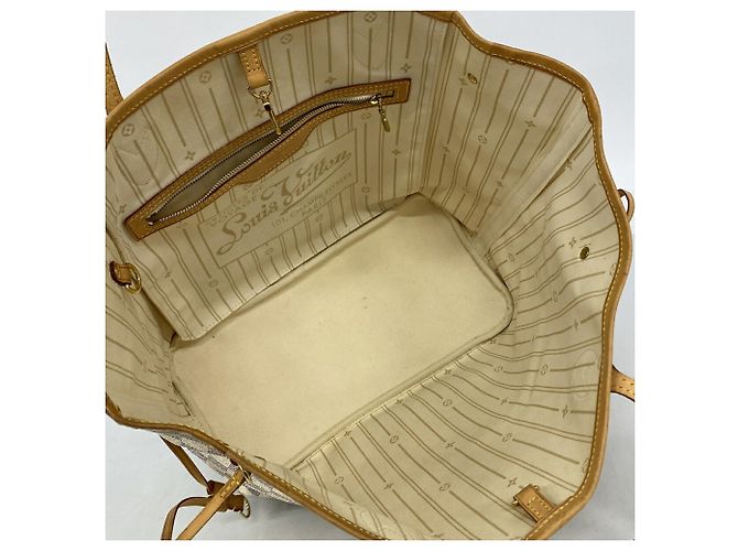 Borsa Tote Louis Vuitton Damier Azur Neverfull MM Bianco - vista 4