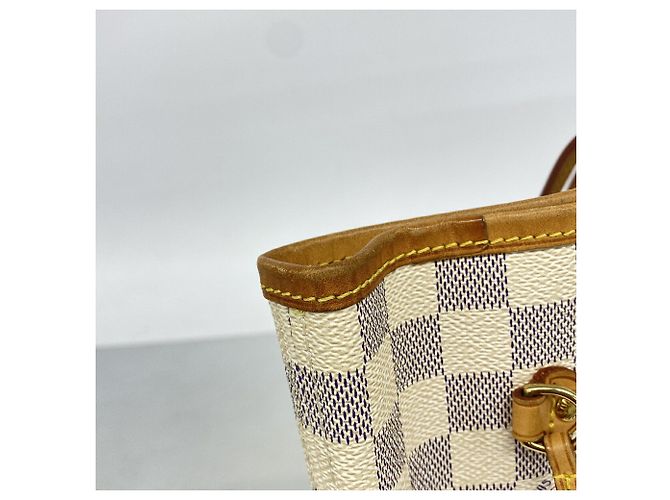 Borsa Tote Louis Vuitton Damier Azur Neverfull MM Bianco - vista 7