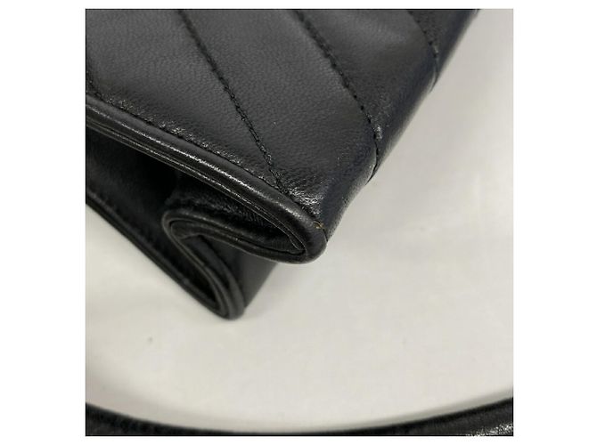 Borsa a tracolla Chanel in pelle d'agnello nera Nero - vista 7