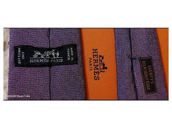 Cravatta in seta Hermès Porpora - vista 4