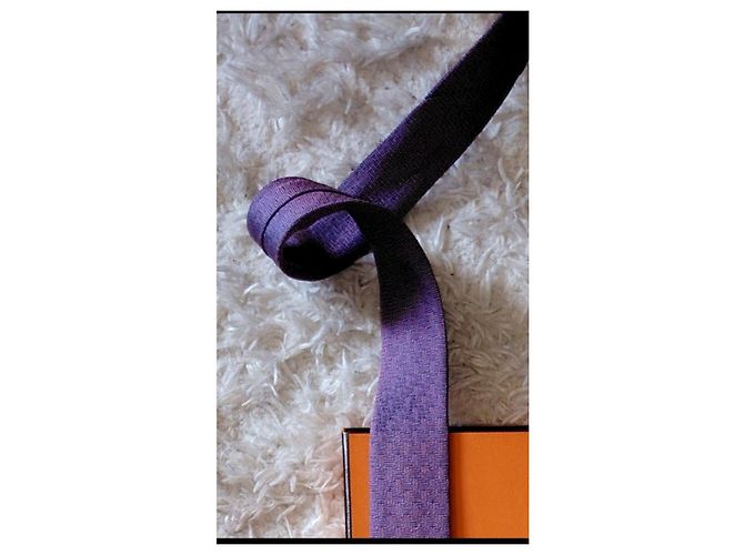 Cravatta in seta Hermès Porpora - vista 6