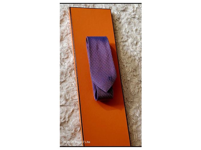 Cravatta in seta Hermès Porpora - vista 9