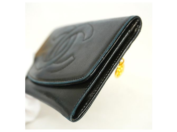 Monedero Chanel de piel de cordero negra Negro - vista 7