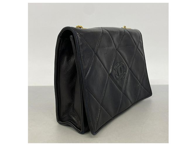 Bolsa de ombro Chanel em pele de cordeiro preta Preto - vista 2