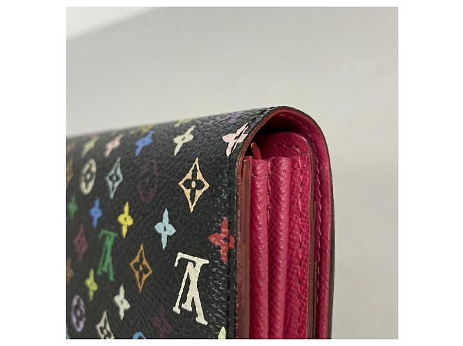 Louis Vuitton Monogram Multicolor Portefeuille Sarah Long Wallet Nero Rosso - vista 5