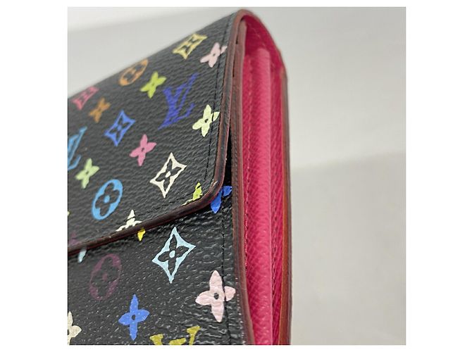 Louis Vuitton Monogram Multicolor Portefeuille Sarah Long Wallet Nero Rosso - vista 6