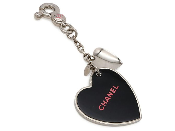 Portachiavi Chanel Heart Clover Nero Argento - vista 3