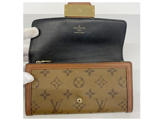 Louis Vuitton Monogram Reverse Portefeuille Sarah Dauphine Long Wallet Marrone - vista 8