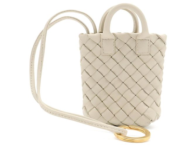 Charm per borsa in pelle Intrecciato Bottega Veneta Bianco Bianco sporco - vista 2