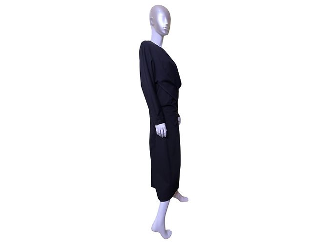 Henrik Vibskov Schwarzes asymmetrisches Wickelkleid - Ansicht 4