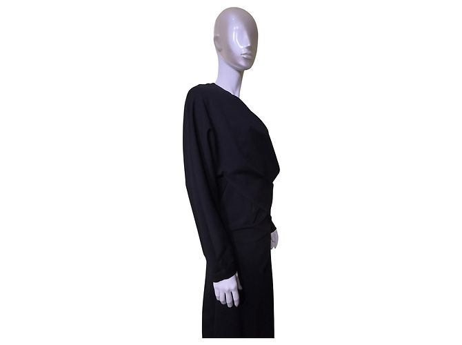 Henrik Vibskov Schwarzes asymmetrisches Wickelkleid - Ansicht 5