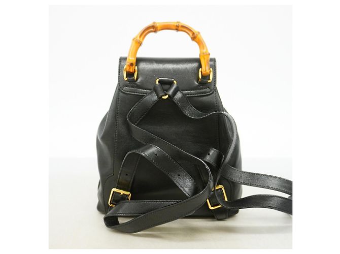 Bamboo Zaino Gucci in pelle nera con bambù Nero - vista 12
