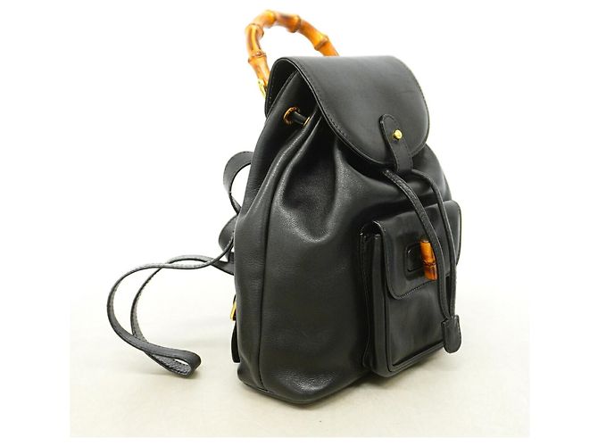 Bamboo Zaino Gucci in pelle nera con bambù Nero - vista 2