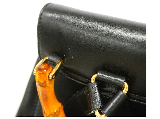 Bamboo Zaino Gucci in pelle nera con bambù Nero - vista 9