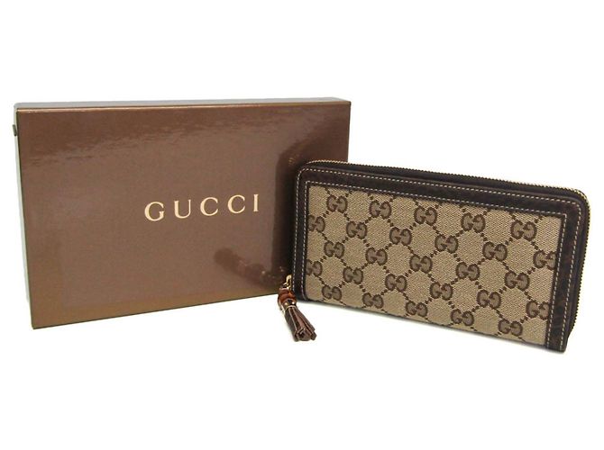 Cartera larga Gucci Bamboo con cremallera redonda Castaño Beige - vista 2