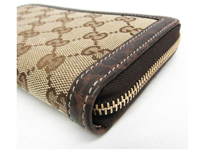Cartera larga Gucci Bamboo con cremallera redonda Castaño Beige - vista 6
