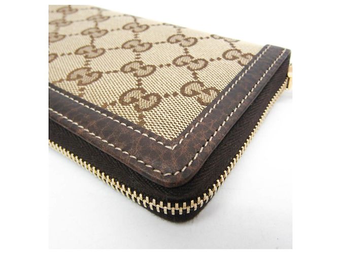 Cartera larga Gucci Bamboo con cremallera redonda Castaño Beige - vista 7