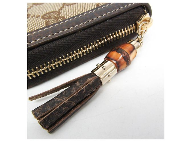 Cartera larga Gucci Bamboo con cremallera redonda Castaño Beige - vista 8