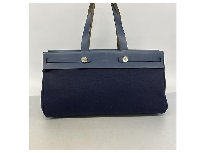 Hermès Borsa Tote Hermes Herbag Cabas Blu navy - vista 12