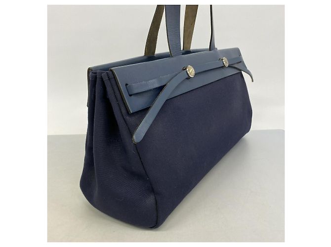 Hermès Borsa Tote Hermes Herbag Cabas Blu navy - vista 2