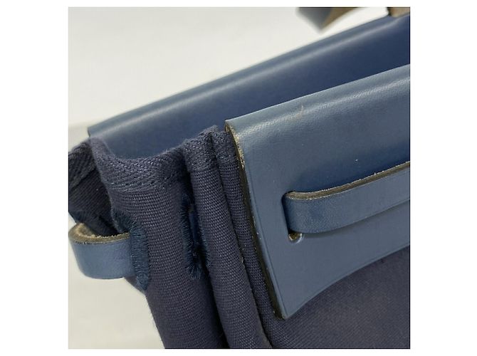 Hermès Borsa Tote Hermes Herbag Cabas Blu navy - vista 6