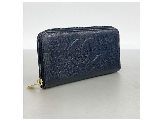 Portafoglio lungo Chanel in vitello granulato nero - vista 2