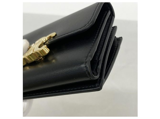 Céline Portafoglio tri-fold in pelle Celine Triomphe Nero - vista 5