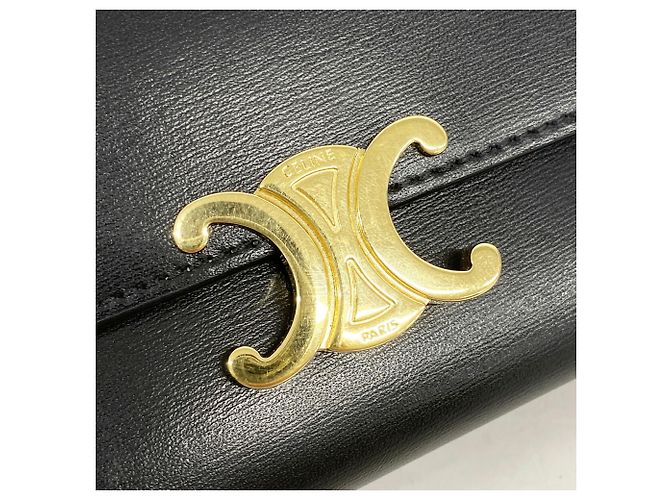 Céline Portafoglio tri-fold in pelle Celine Triomphe Nero - vista 8