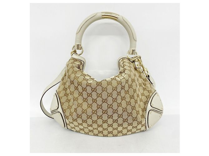 Gucci GG Canvas Bamboo Handbag Brown - view 11
