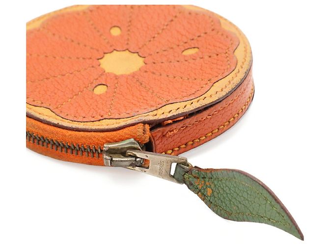 Hermès Portamonete Hermes in verde e arancione - vista 5
