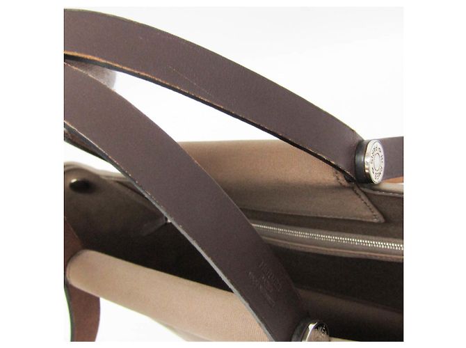 Hermès Hermes Cabag PM Handbag Grey Dark brown - view 12