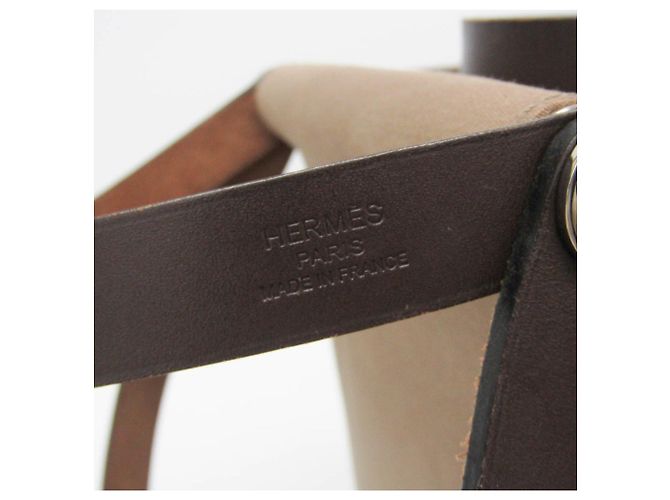 Hermès Hermes Cabag PM Handbag Grey Dark brown - view 17