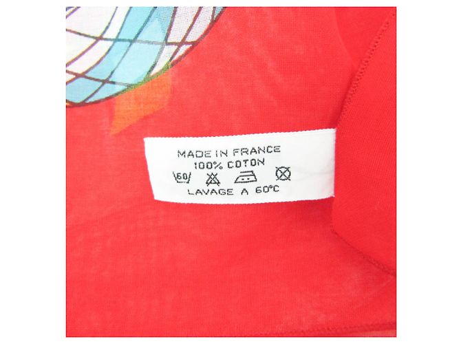 Hermès Pareo in cotone Hermes PAZ UNIVERSAL Stola da donna Rosso Multicolore - vista 10