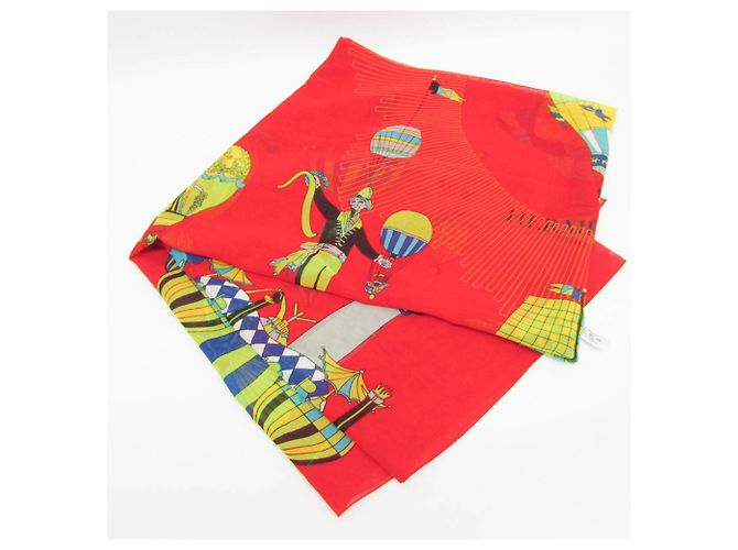 Hermès Pareo in cotone Hermes PAZ UNIVERSAL Stola da donna Rosso Multicolore - vista 3