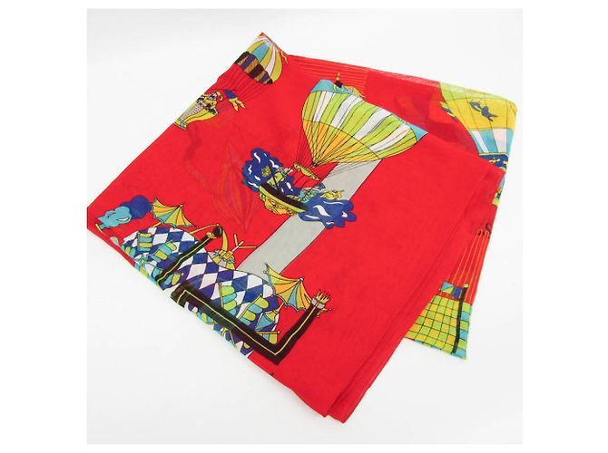 Hermès Pareo in cotone Hermes PAZ UNIVERSAL Stola da donna Rosso Multicolore - vista 4