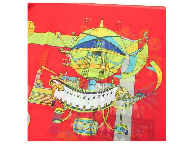 Hermès Pareo in cotone Hermes PAZ UNIVERSAL Stola da donna Rosso Multicolore - vista 7