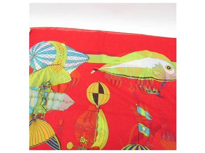 Hermès Pareo in cotone Hermes PAZ UNIVERSAL Stola da donna Rosso Multicolore - vista 8