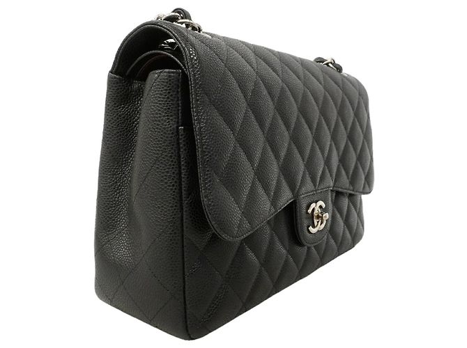 Borsa a tracolla Chanel in pelle di vitello martellata nera Nero - vista 2