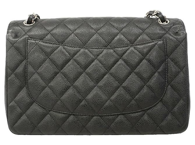 Borsa a tracolla Chanel in pelle di vitello martellata nera Nero - vista 9