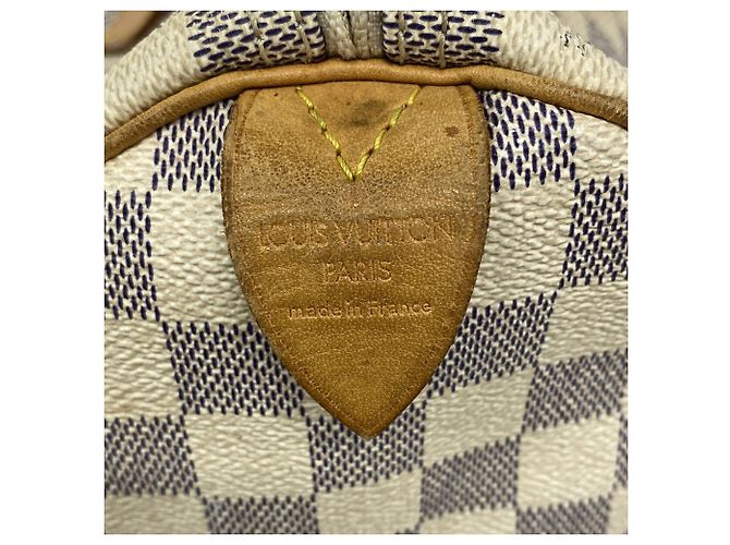 Borsa Louis Vuitton Damier Azur Speedy 30 Bianco - vista 5