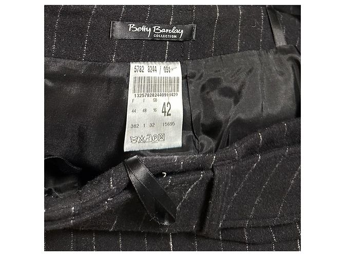 Autre Marque Falda Maxi Betty Barclay de raya diplomática negra con hebilla plateada Negro - vista 4