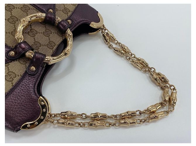 Borsa a tracolla Gucci Bamboo in viola Porpora - vista 8