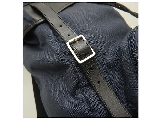 Zaino Yves Saint Laurent in tela e pelle blu navy - vista 11
