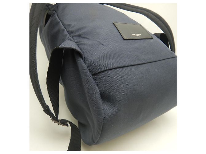 Zaino Yves Saint Laurent in tela e pelle blu navy - vista 13