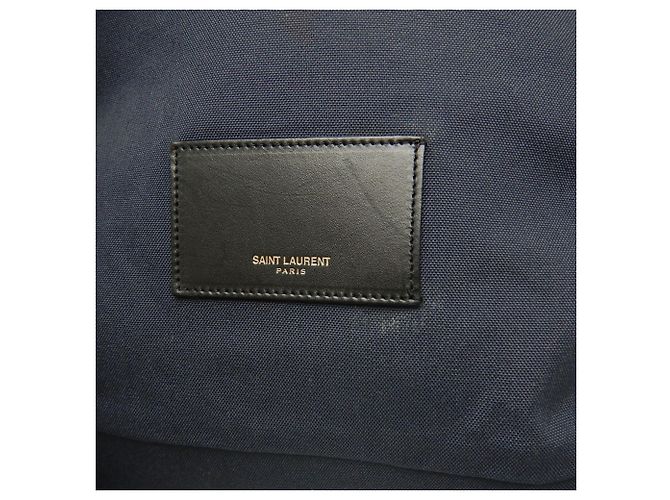 Zaino Yves Saint Laurent in tela e pelle blu navy - vista 14