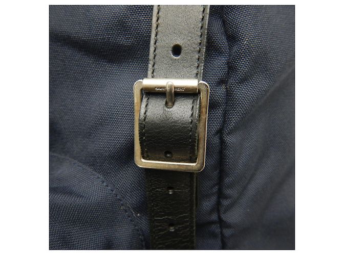 Zaino Yves Saint Laurent in tela e pelle blu navy - vista 17