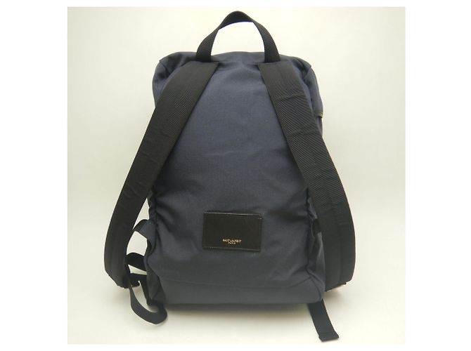 Zaino Yves Saint Laurent in tela e pelle blu navy - vista 3