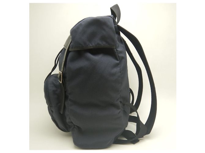 Zaino Yves Saint Laurent in tela e pelle blu navy - vista 4