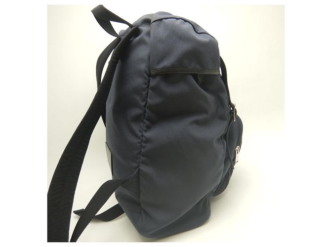 Zaino Yves Saint Laurent in tela e pelle blu navy - vista 7